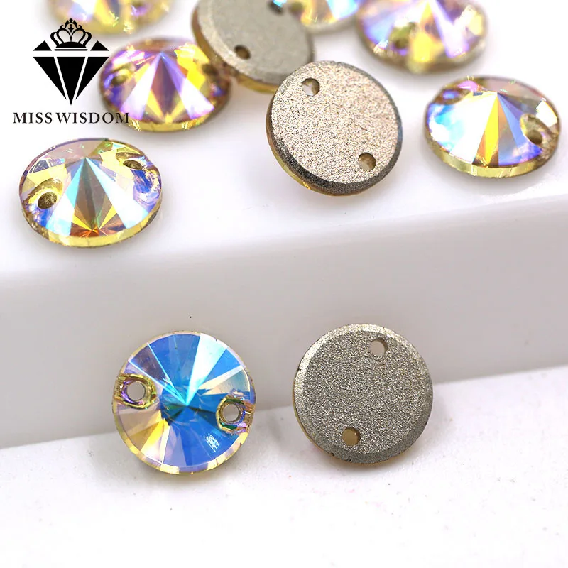 

New High quality flatback glass sew on rhinestones double hole Round Light of heaven crystal rhinestone diy clothing accessories
