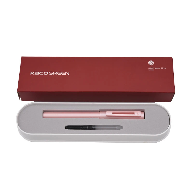 Kaco Sky Series Fountain Pen Premium Plastic Ink Pens Extra Fine Nib 0.38mm Metallic Color Black Blue Pink Red with Gift Box |
