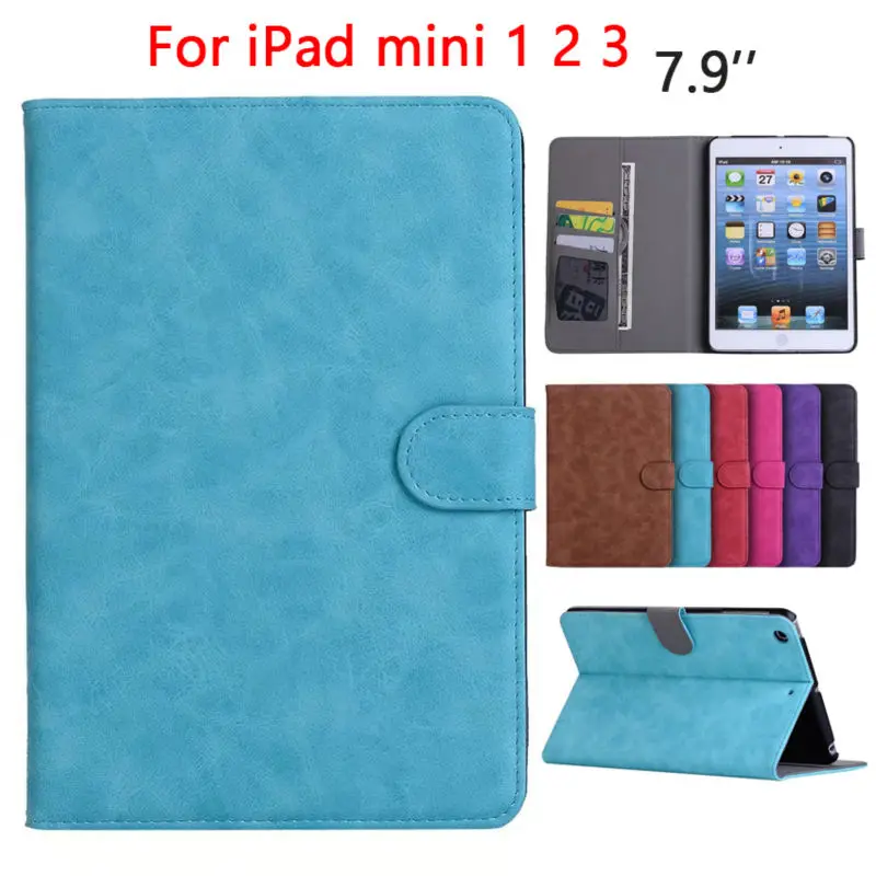 

For iPad mini 1 2 3 Tablet PU Leather Case Cover Slim 7.9'' Protective Stand Fundas For Apple iPad mini2 Mini3 Smart Wallet Case