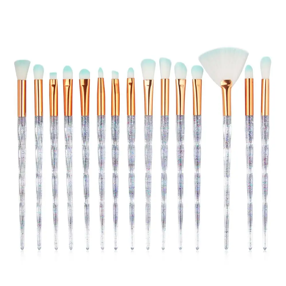 

Professional Flash Diamond Makeup Brushes 15Pcs Synthetic Powder Foundation Blush Brush Blending Makeup Brushes Set