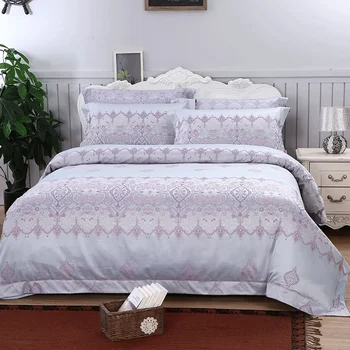 

Home Textile Jacquard 4pcs/set Bedding Set Luxury Duvet Cover Bed Sheet Pillow Case Cotton + Polyester 2 size L/XL