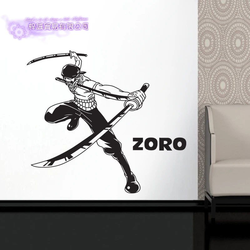 DCTAL ONE PIECE Zoro Decal Japanese Cartoon Wall Sticker Vinyl Decal Decor Home Decorative Decoration