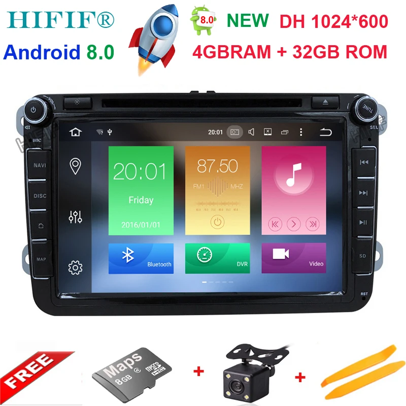 Cheap HIFIF 8"CAR DVD GPS navi 1024x600 Android 8.0 for VW golf 5 6 touran passat B6 sharan jetta caddy Tiguan EOS Radio GPS navi map 0