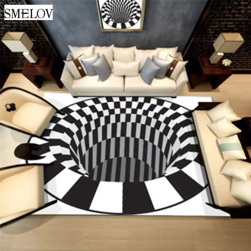 

3d print carpet Luxury carpet floor mat rug White Black Abstract Geometric Optical Illusion Living Room bedroom bedside Area Rug
