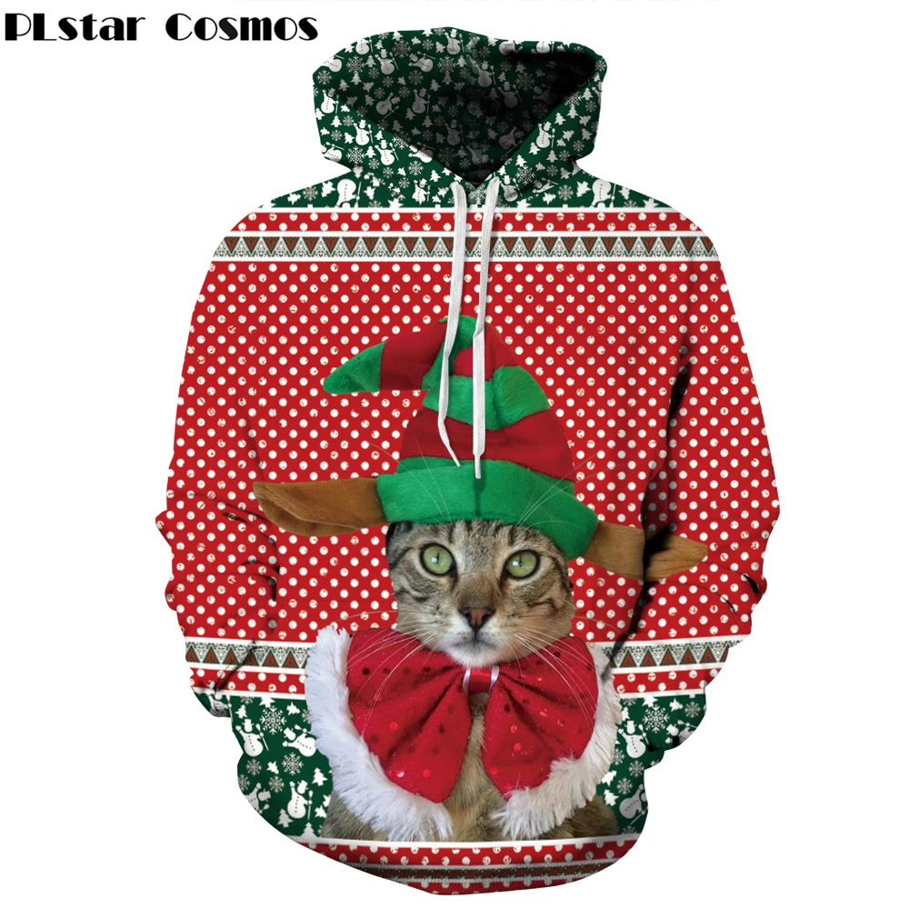 

PLstar Cosmos 2018 Christmas Cute cat Sweatshirt 3d Christmas Hoodies Men Women Casual Pullover Animal printed Tracksuit