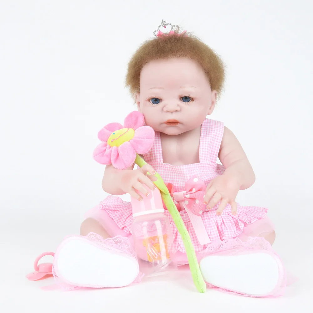 

22 Inch Soft Full Silicone Vinyl Reborn Baby Doll Lovely Girl Dolls for Children Kids Toy Birthday Xmas New Year Gift