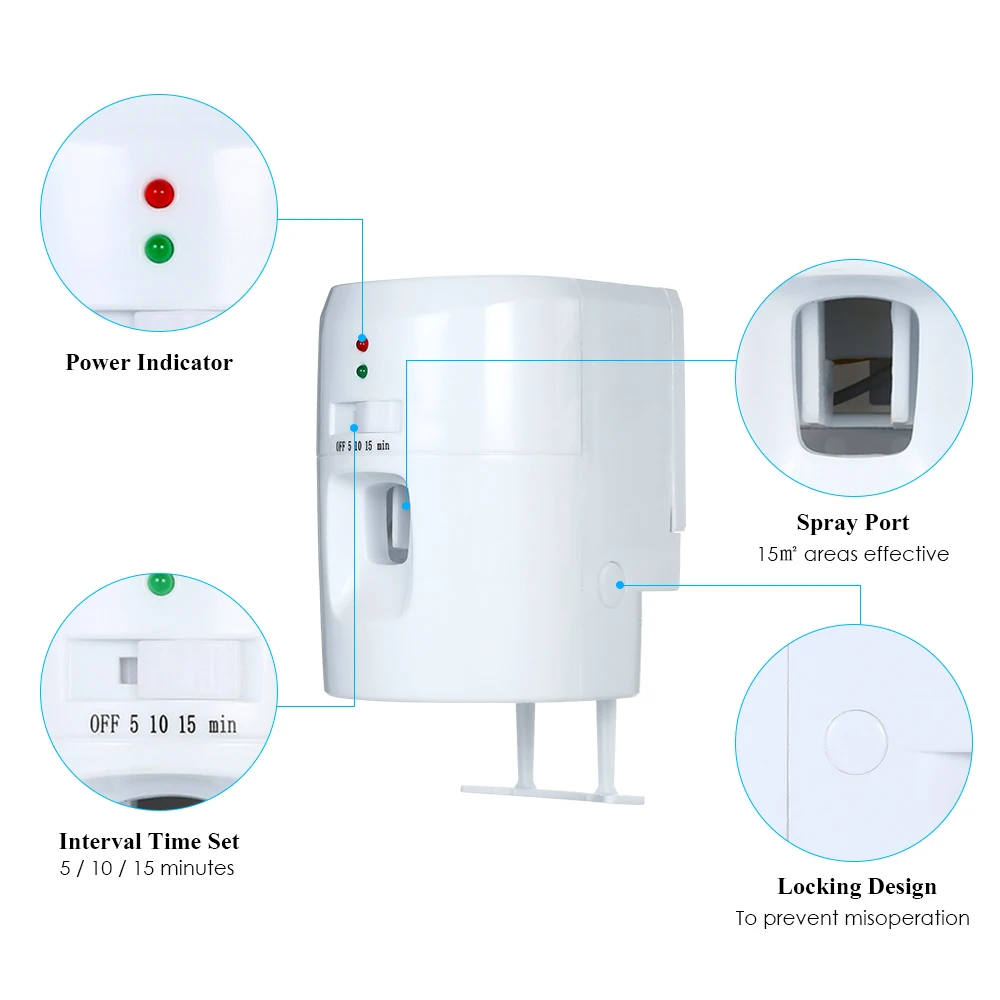 

300ML Wall Mounted Fragrance Dispenser Automatic ABS Plastic Perfume Air Freshener Dispenser Spray Kit Tool Adjustable