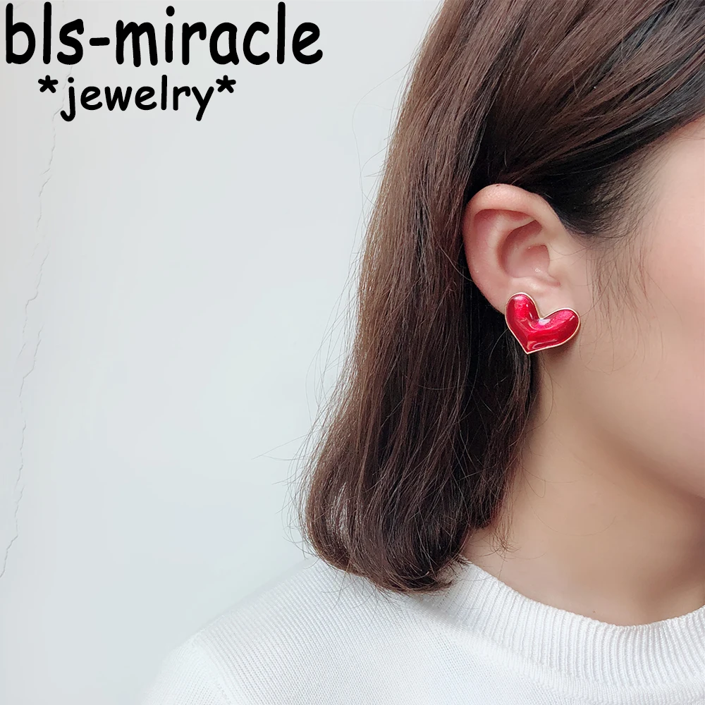

MAA-OE 2018 Fashion Big Heart Earrings For Women Gold Color Double sided Red Earring Femme Statement Jewelry Party Gift 029