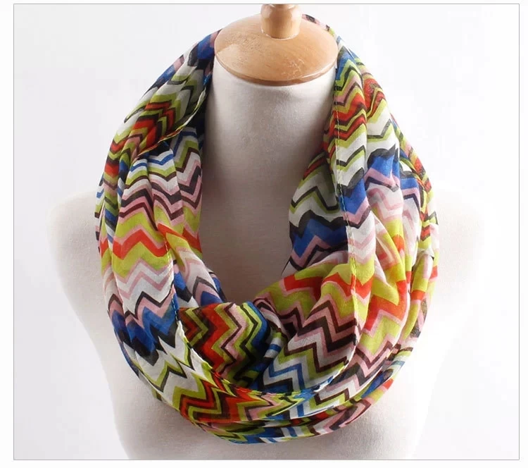 

FOXMOTHER New Fashion Winter Colorful Chevron Zig Zag Striped Circle Scarfs Snood Scarves Women