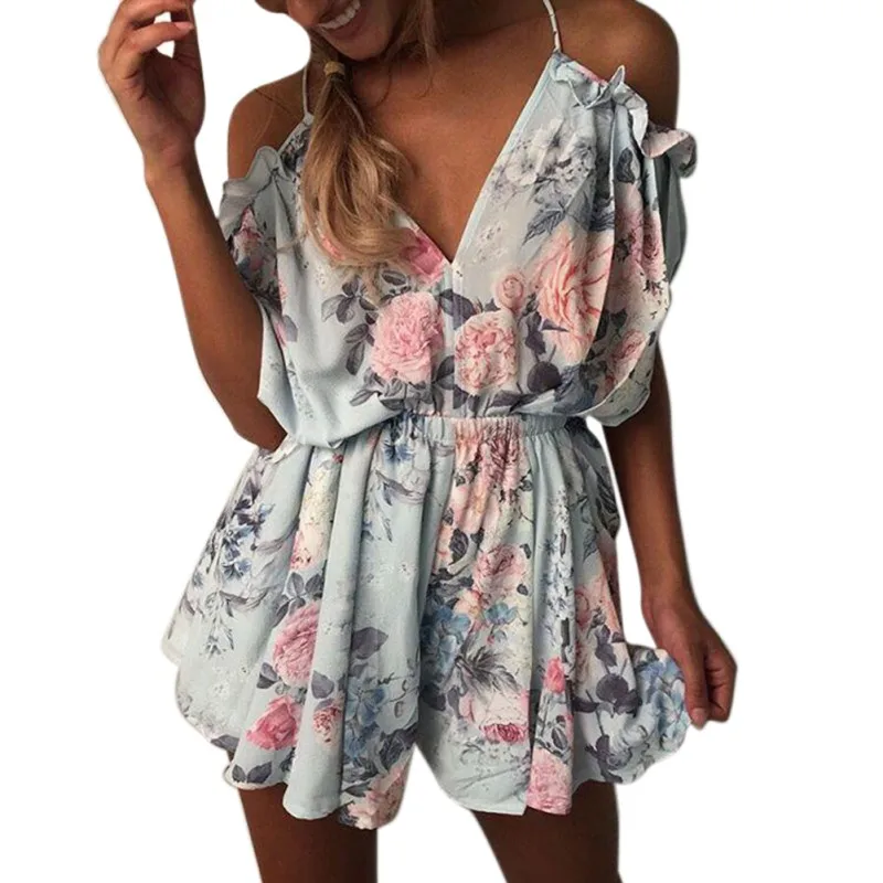 floral print jumpsuit shorts