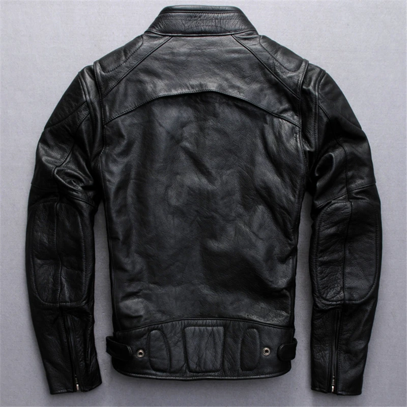 90% OFF men's high quality cow leather outwear mens cowhide genuine leather vintage rider jacket
