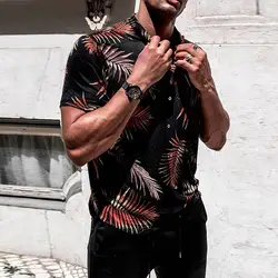 Мужская гавайская рубашка 2019 летняя с принтом свободная кнопка отложной воротник Топ Блузка Плюс Размер Уличная хауты для мужчин z0624
