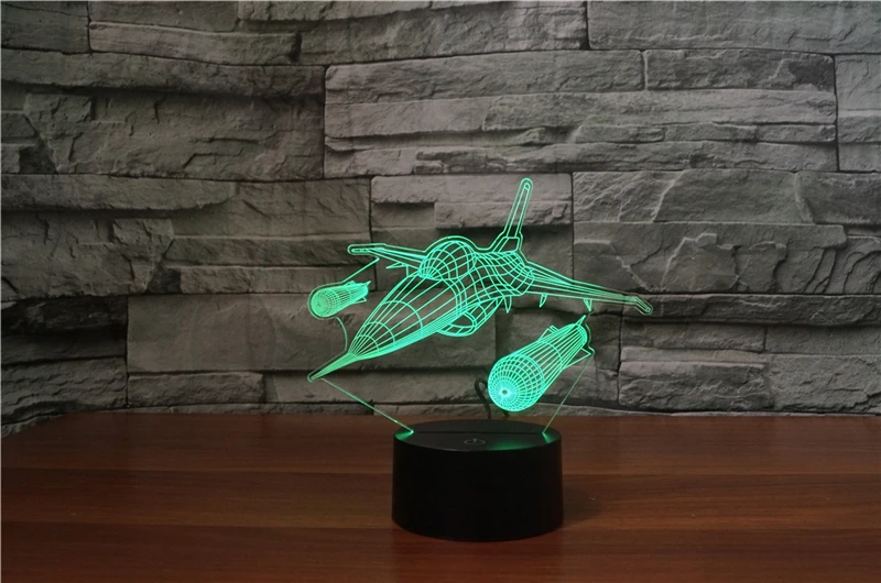 3D истребитель моделирование 3d самолет Иллюзия nachtlampje USB/батарея питание свет вспышки 7 видов цветов светодиодный ночник настольная лампа домашний декор