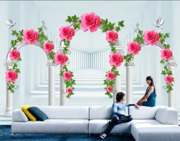 

European perspective Roman Walls 3d wallpaper flower 3d murals wallpaper for living room Home Decoration