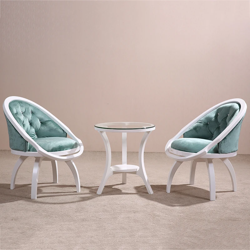 NoEnName_Null Modern Flange flocking chair coffee table set for living room Upholstered comfort furniture