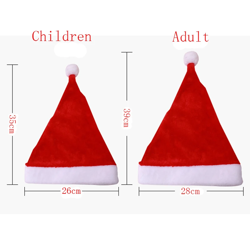 1Pcs Soft Plush Adult Christmas Hats Santa Claus Hats Child Cap Christmas Oranments For Home Party Decoration