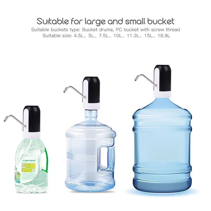 

Household USB Charging Bottled Water Dispenser Electric Wireless Pumping Unit Use for Different Size Bucket Water Bottle Pump 31