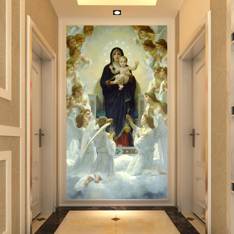 JiaSheMeiJu на заказ 3D настенная бумага Ангел написанный масляными красками/церковь/девушка большой коридор фото настенная бумага 3D Домашний