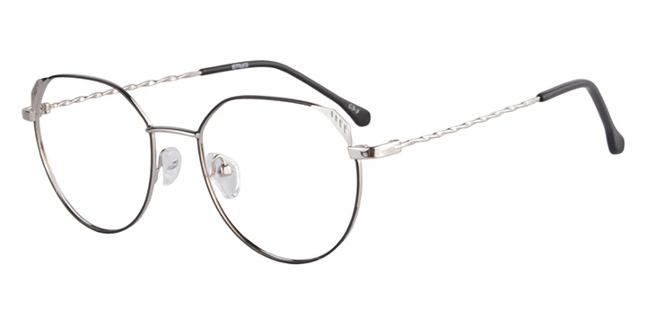 UOOUOO анти синий луч стеклянные женские очки круглые прозрачные линзы очки Оптическая оправа очки мужские очки с оптическими стеклами 372 - Цвет оправы: Silver temples