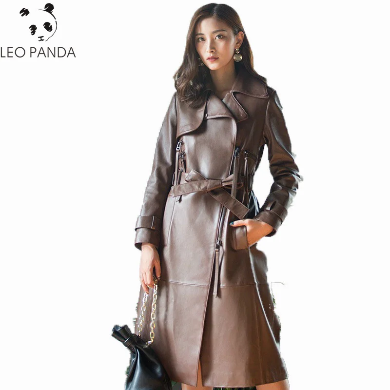 

Superior quality Genuine Leather Jacket Women Autumn Clothes 2019 Korean Long Coat Windbreaker Slim Sheepskin Coat Trench Coat