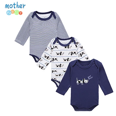 Mother Nest/ Модный комбинезон для девочки, 3 шт./партия, одежда для малышей с принтом собаки, детская одежда, хлопоковый для новорожденных малышей, Комбинезоны - Цвет: HZCP16301B