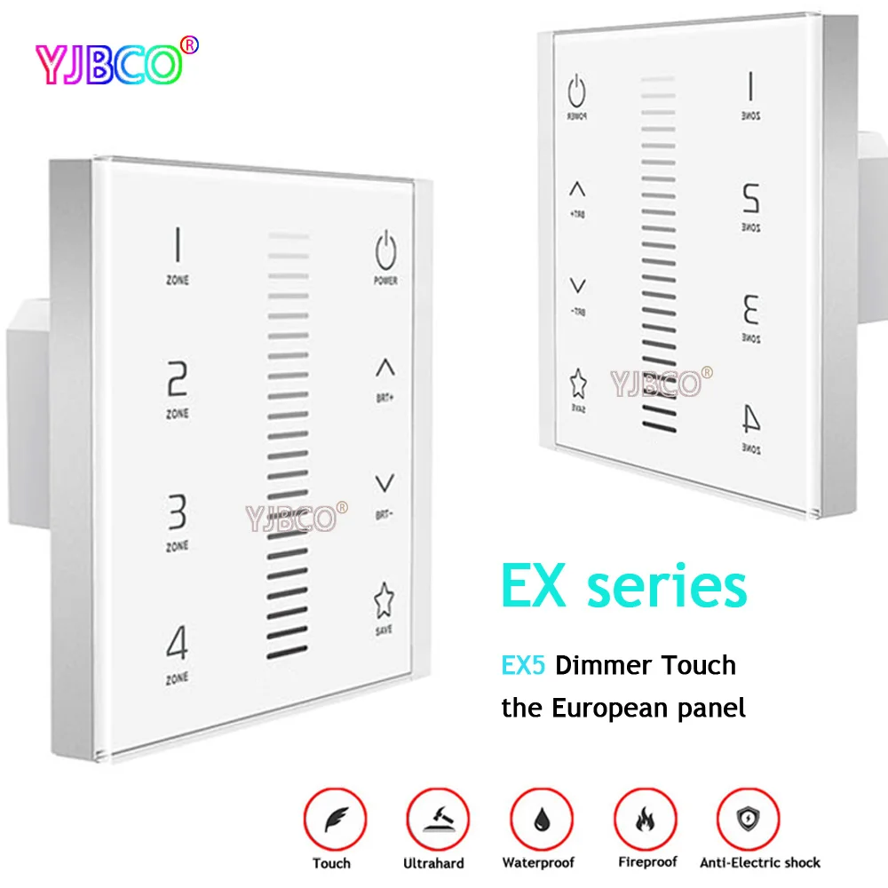

LTECH 2.4G EX5 Wall Mount Touch Panel controller Dimming European-style touch panel;AC100-240V input;RF DMX512 signal output