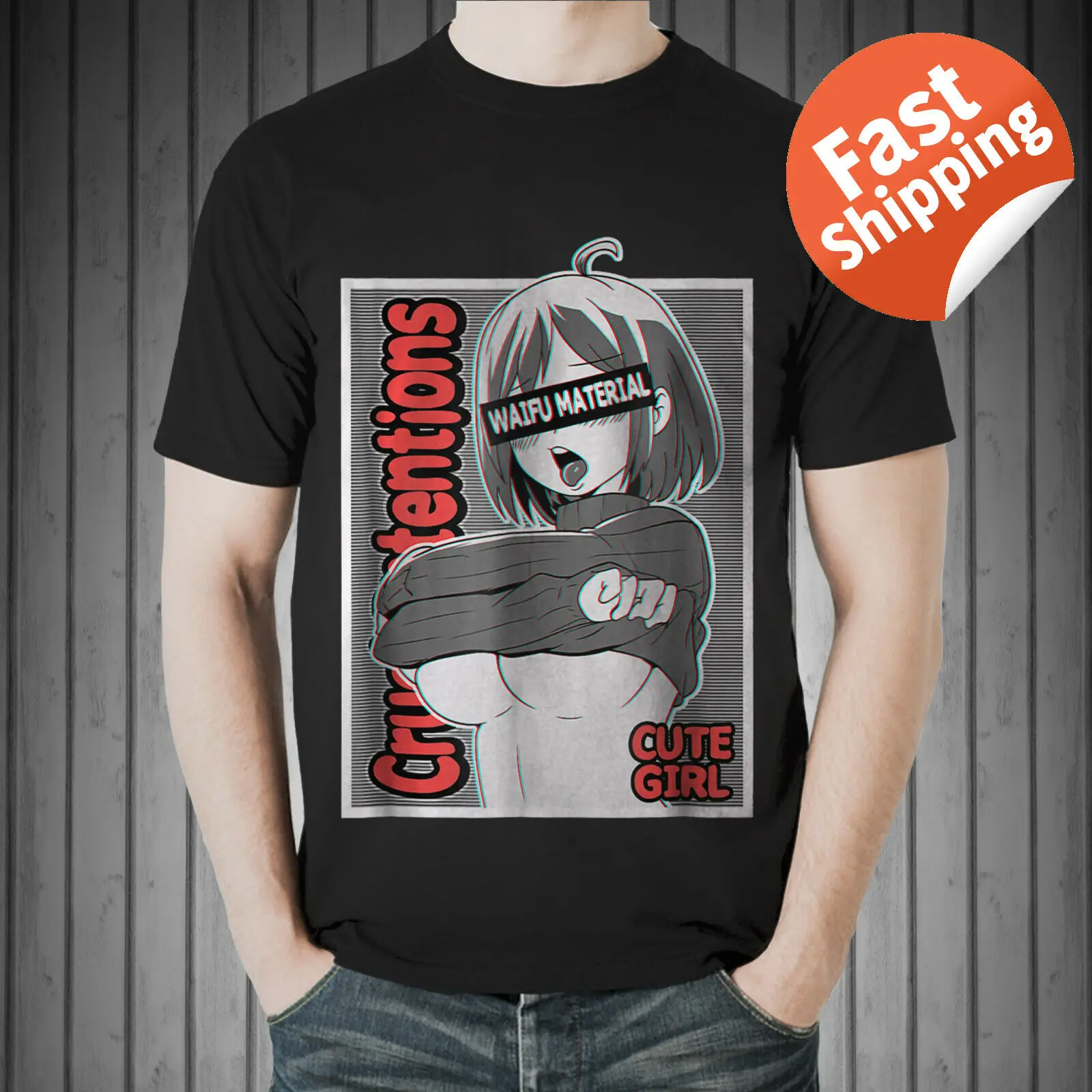 

2019 Fashion Anime Girl T-Shirt Ecchi Waifu Material, Otaku Full Size Unisex Tee