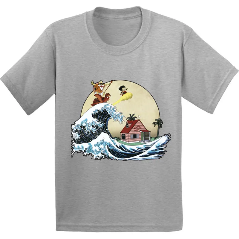 

Goku with Master Roshi Pattern Kids Cotton T shirt Baby Anime Dragon Ball Z Funny Clothes Boys/Girls Casual T-shirt