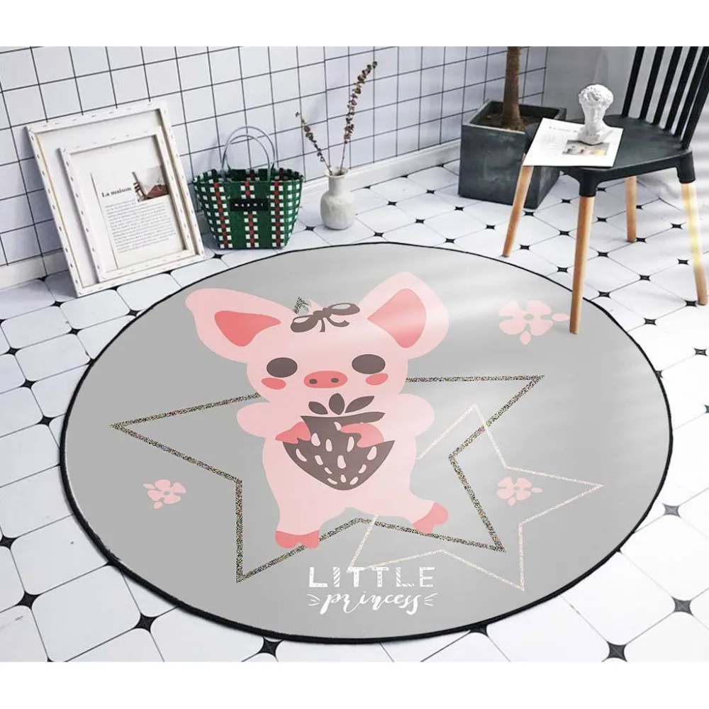 

Cute Pig Show Area Rugs And Round Carpets For Kids Girl Baby Home Living Room Large Bedroom Bathroom Door Yoga Cushion Bath Mats
