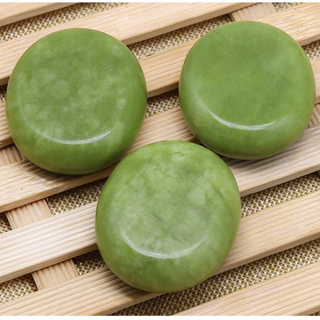 3 Pcs Jade Hot Massage Stone for Facial Body Hot Stone Spa Massage 6 x 8cm