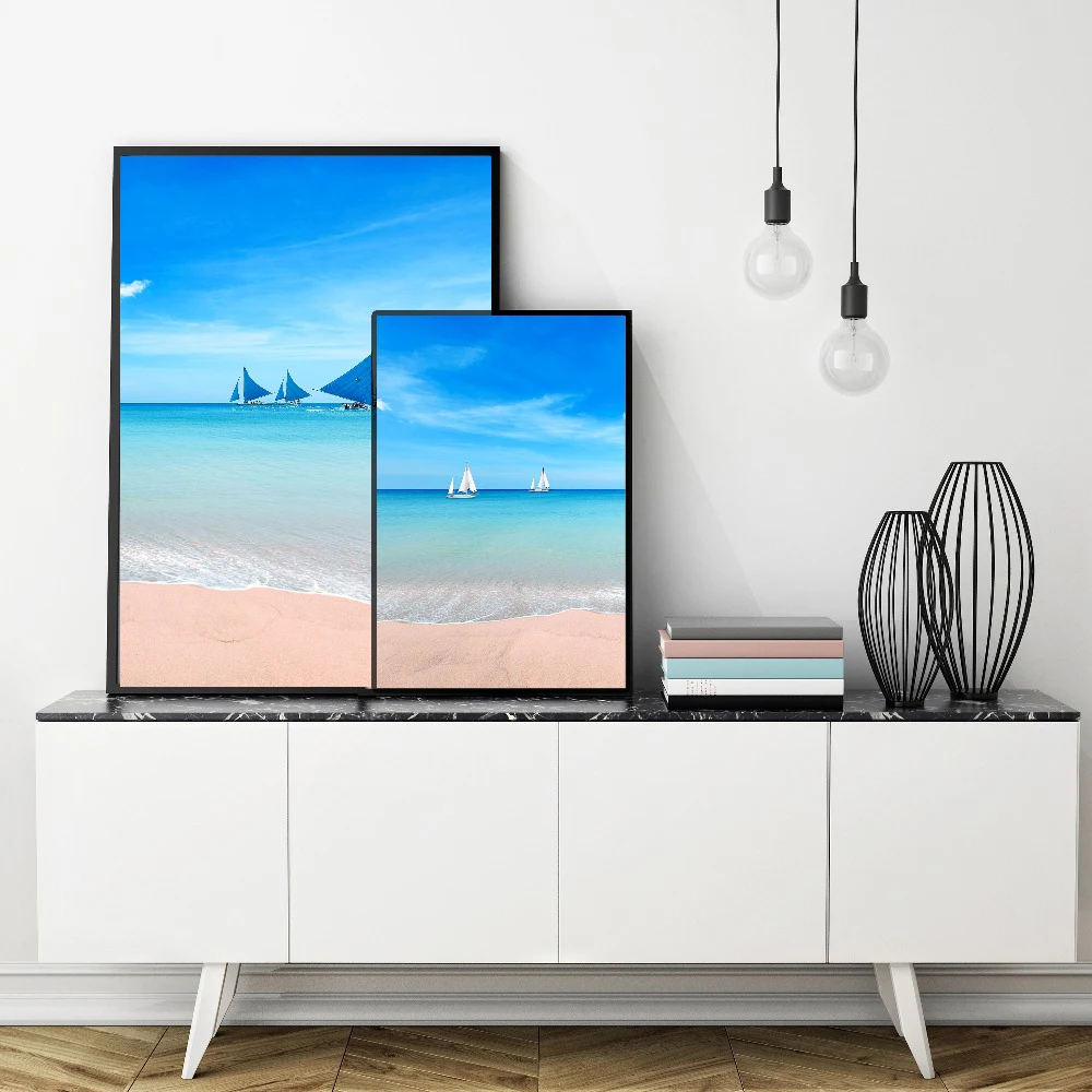 Us 1 98 49 Off Nordic Style Bedroom Decoration Picture Blue Sea Landscape Posters And Prints Minimalist Wall Art Canvas Painting Home Decor In