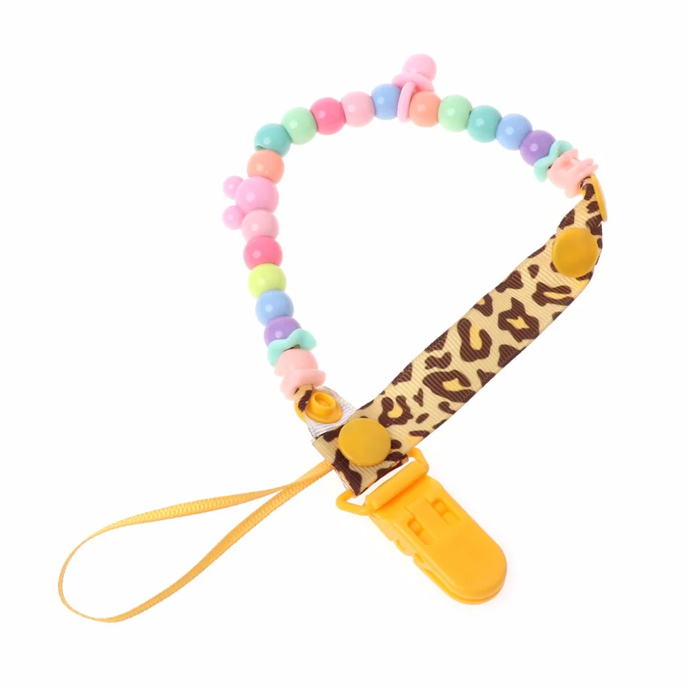 

Baby Nipple Chain Clip Bead Strap Pacifier Holder Leopard Feeding Infant Toddler
