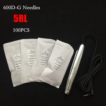 

600D-G 100pcs 5 Round Liner Clear Sterilized Disposable Lips Eyebrow Tattoo Permanent Makeup Pen Rotary Tattoo Machine Needles