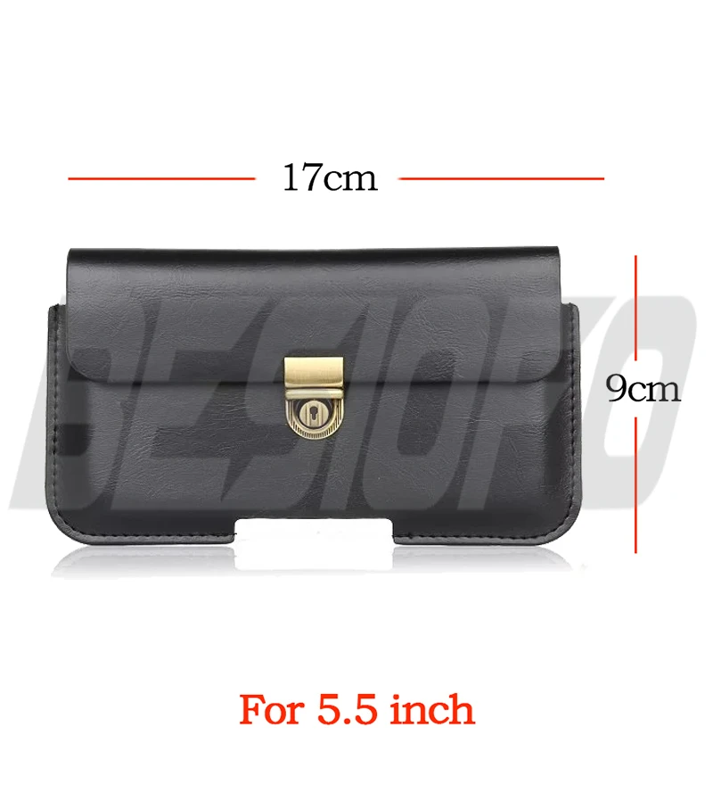 Горизонтальная сумка спортивный крючок петля ремня чехол кожаный чехол для телефона для samsung Galaxy S4 S5 S6 S7 S8 плюс S9 S7 S8 край - Цвет: 5.5inch Black