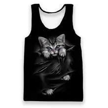 ALMOSUN маленькая кошка 3D принт майка хипстер пляжная без рукавов модная летняя уличная одежда футболка для мужчин и женщин Прямая поставка