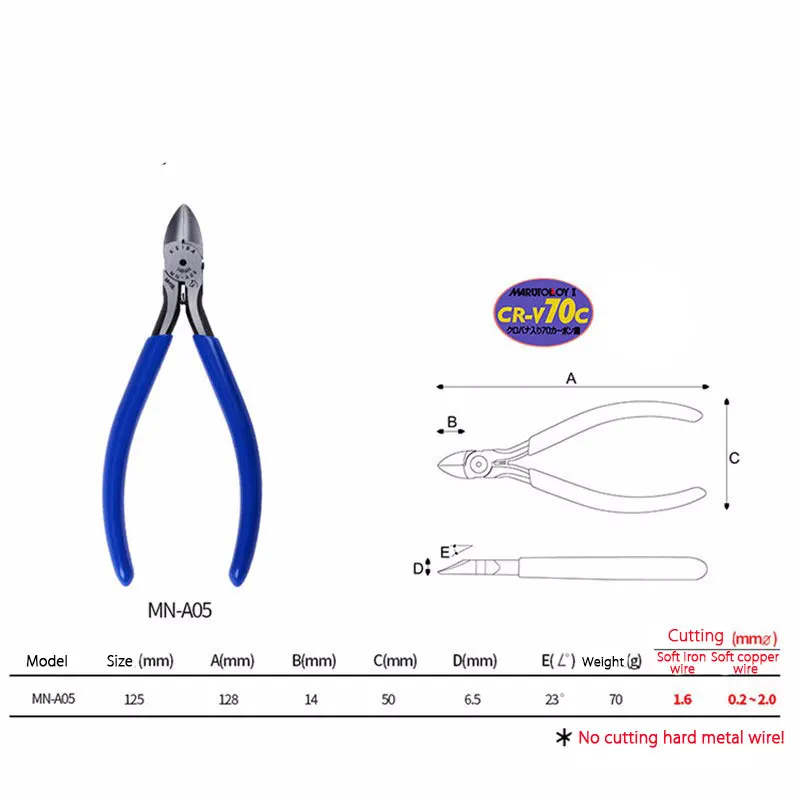 Diyfix MN-A05 125 мм 5 "электронные диагональные мини плоскогубцы 125 мм для мягкой Медный провод режущего инструмента