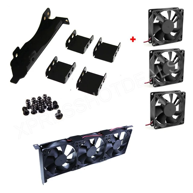 Fans Mount Rack Pci Slot Bracket For Video Card +3 80mm Pc Case Fan - Fans & Cooling - AliExpress