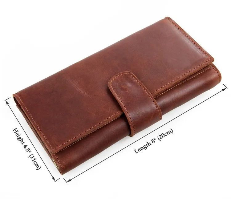 Men Wallets Genuine Leather Purses Long Wallet Men Elegant Male Men's Wallets Leather Wallet Purse Brown Dark Brown Dark Coffee (10)