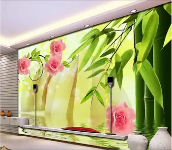 

3d wallpaper custom mural non-woven 3d room wallpaper 3D rose reflection bamboo TV backdrop mural photo 3d wall murals wallpaper