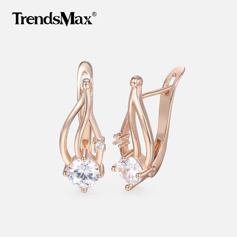 Trendsmax Women's Earrings Leaf Shaped Crystal Cubic Zircon Earrings Valentines Gifts For Women Party Wedding Jewelry KGE152