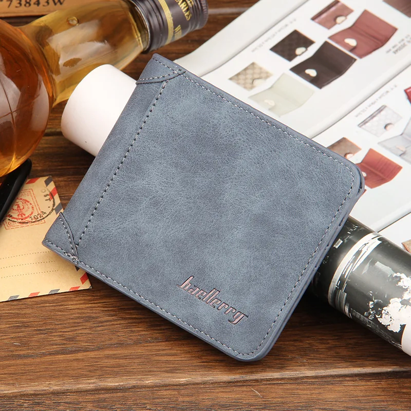 

Men Wallet Leather Vintage Purses High Quality Money Bag Credit Card holders New Dollar Bill Scrub thin slim short Wallet