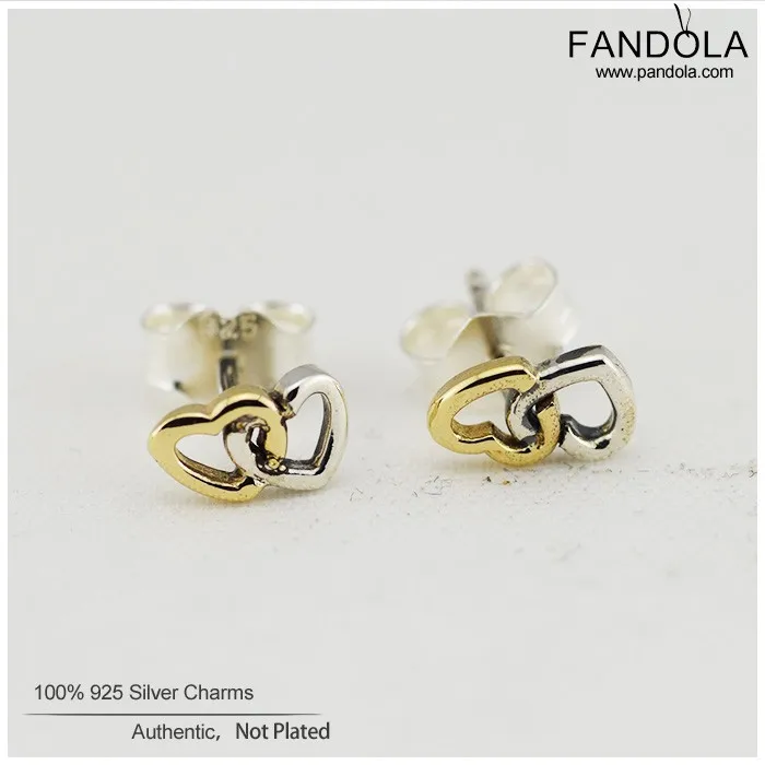

Interlocked Hearts Stud Earrings with 14K Real Gold 925 Sterling Silver Jewelry Free Shipping