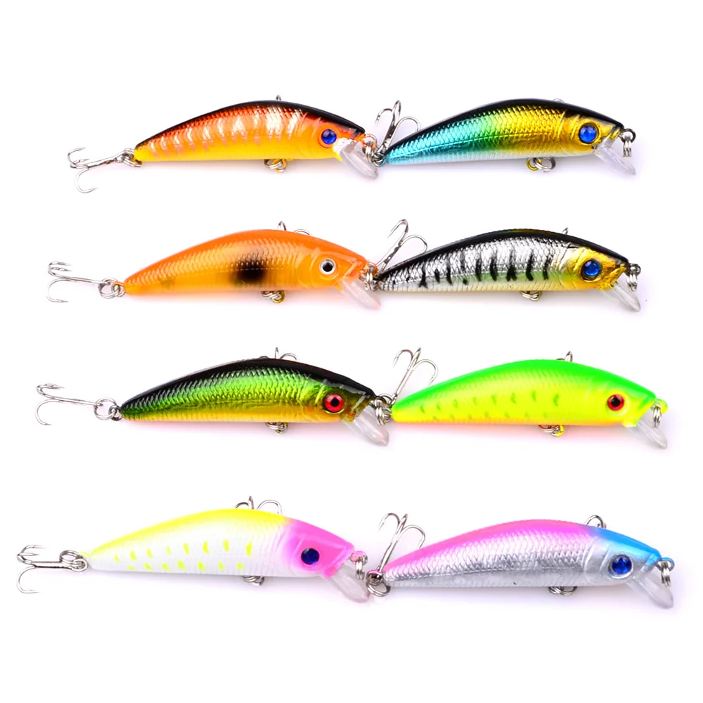 Minnow Fishing Lure 70mm 8g 3D Eyes Crankbait Wobblers Artificial Plastic Hard Bait peche Tackle fishing bait tackle small fish