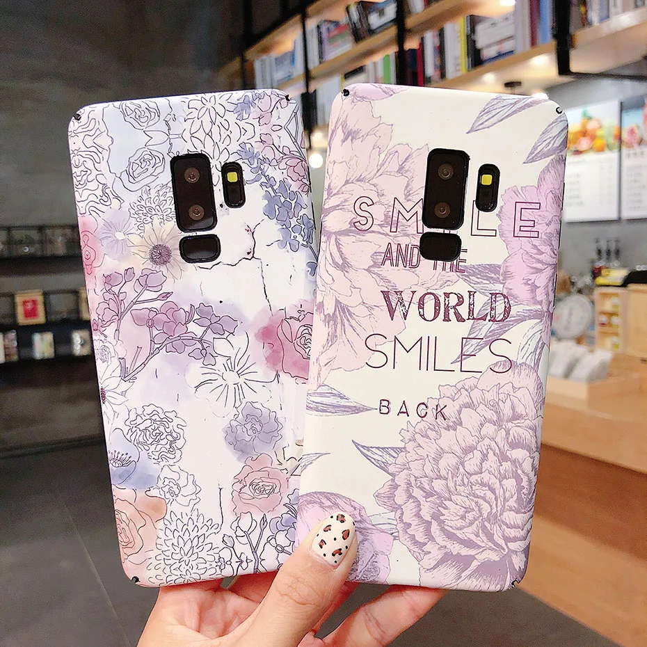 CAPAME Hard Plastic Floral Girls Case For Samsung Galaxy S7 Edge Note 8 9 S8 S9 Plus Noctilucent Cases For Samsung S7 Case Blue  (5)