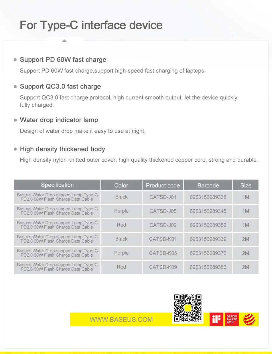 Baseus 60 Вт usb type-C кабель для USB C кабель для samsung S10 S9 USBC PD Быстрая зарядка зарядное устройство USB-C type-C кабель для Xiaomi Mi 9 8