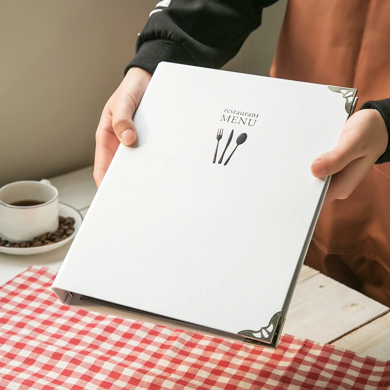 DIY handmade Menu 9 holes waterproof white with forks and knife cover