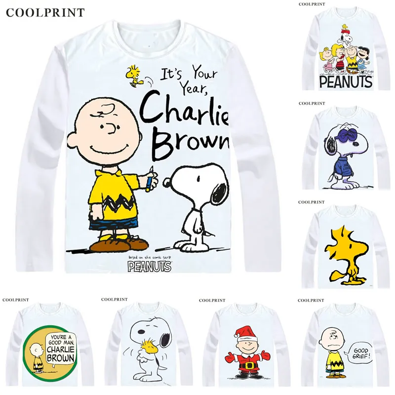 

PEANUTS T Shirt Charlie Brown Woodstock Charles Monroe Sparky Schulz Anime Custom T-shirt Casual Vintage Long Sleeve TShirts