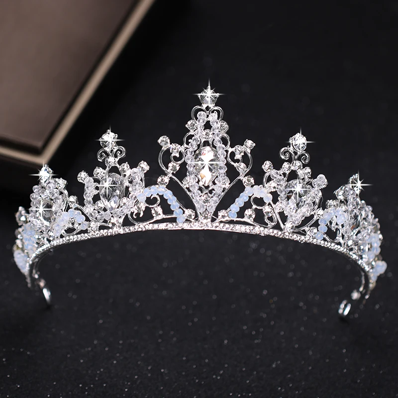 New-Wedding-Hair-Accessories-Bride-Silver-Crystal-Tiara-Crown-Rhinestone-Milk-Rhinestone-Diadem-Hair-Jewelry-For