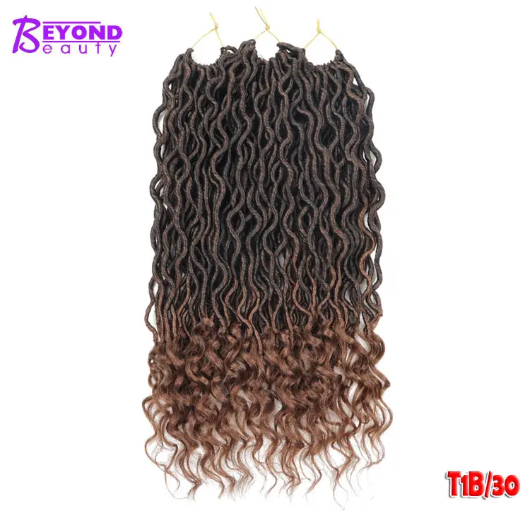 Вязание крючком богиня Locs волосы для наращивания Faux Locs Curly крючком косички Омбре синтетические плетеные волосы богемные замки за пределами красоты - Цвет: T1B/30