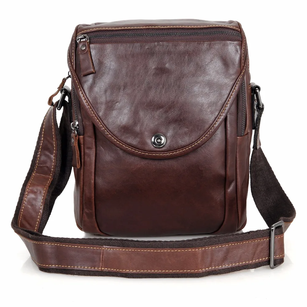 JMD Genuine Tanned Leather Coffee Sling Bag Small Men&#39;s Messenger Bag 7354LQ-in Crossbody Bags ...